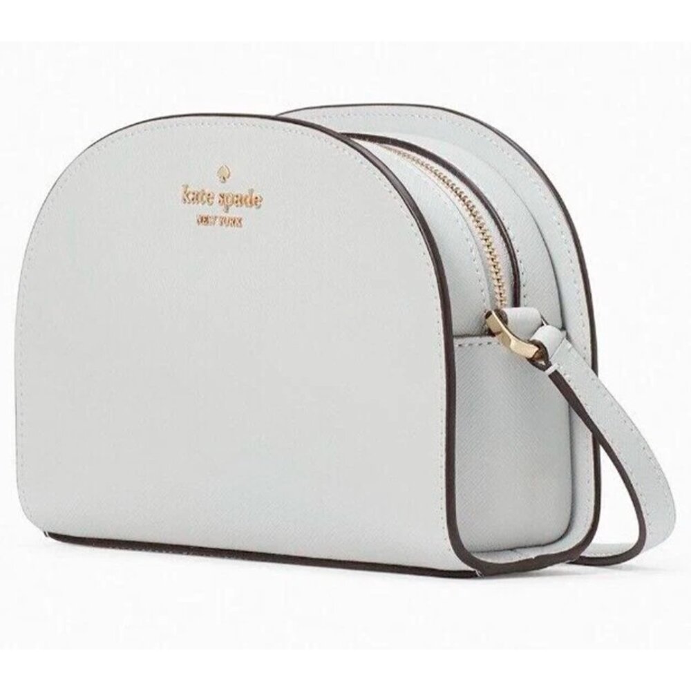 S Kate Spade Perry Light Gray Saffiano Leather Dome Crossbody K8697 NWT $279
